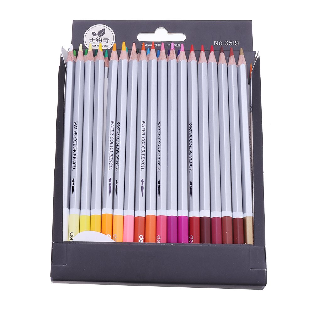 Deli 24/36/48 Colors Pencils Watercolor Drawing Painting Pencil Set School Art Supplies Stationery Gift School Kids Students Supplies
