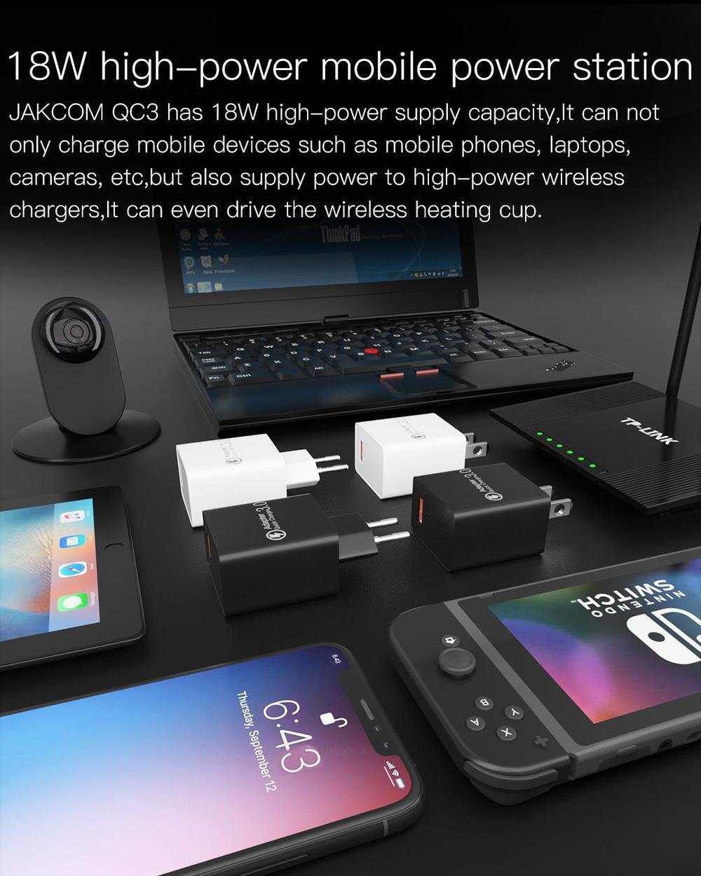 JAKCOM QC3.0 18W USB Charger Adapter Fast Charging For iPhone XS 11Pro Mi10 9Pro Note 9S Oneplus 8 Pro