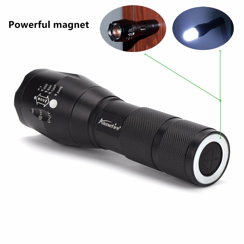 Alonefire G700-N  T6 2000LM 5Modes Zoomable Red& Green & White Light LED Flashlight Signal Light