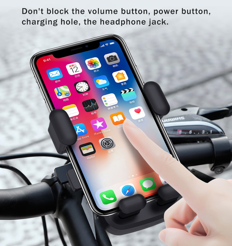 Bakeey M1 360° Rotation Mechanical Lock Motorcycle Bicycle Handlebar Mobile Phone Holder Stand for Devices between 4.7-6.5 inch for Redmi Note 8 