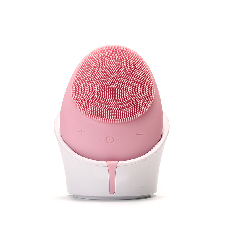 Electric Facial Brush Sonic Vibration Silicone Facial Brush Massage  Cleansing Machine Wireless Charging