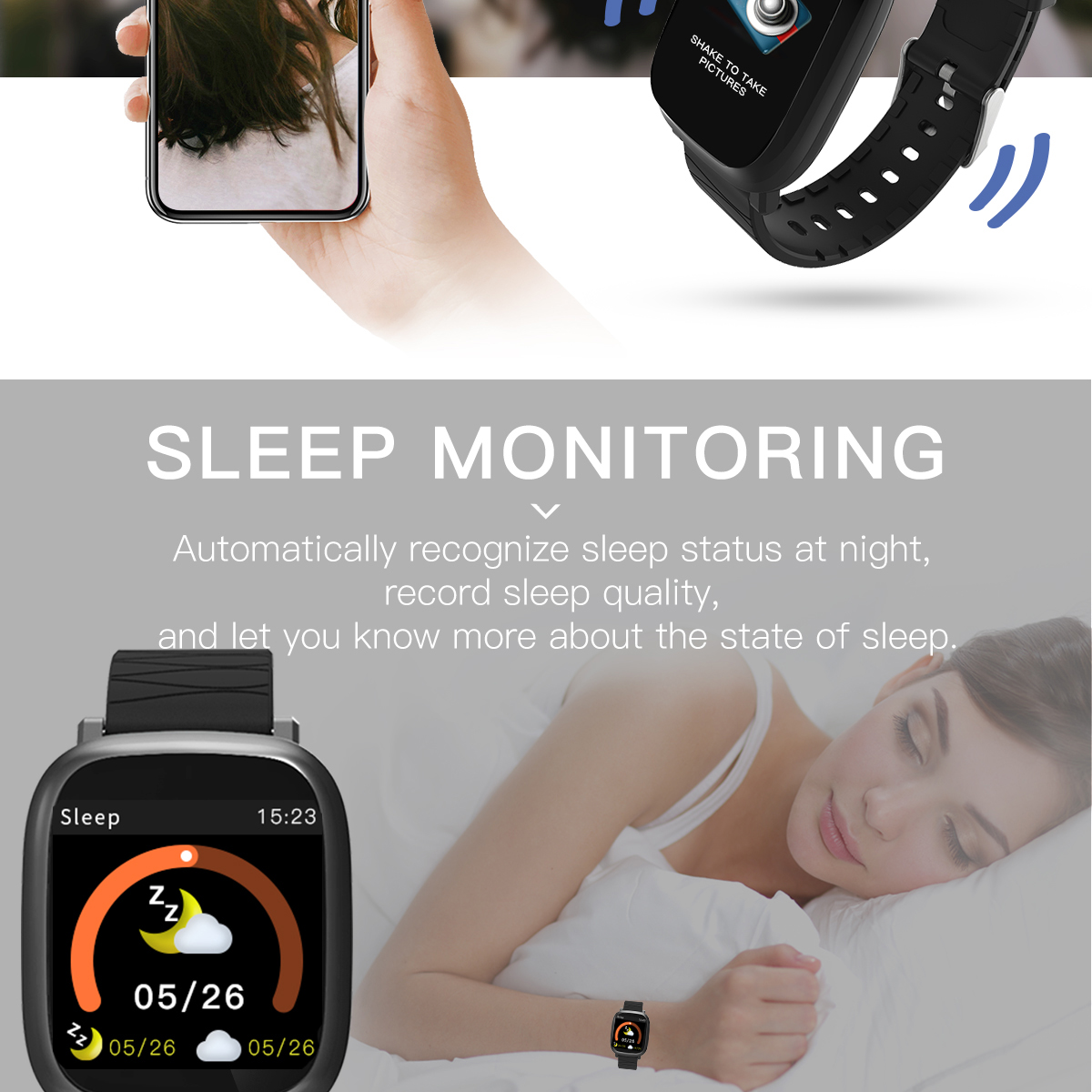 Bakeey M30 1.3' Sleep HR Blood Oxygen Pressure Monitor IP67 Waterproof Message Alarm Smart Watch 21