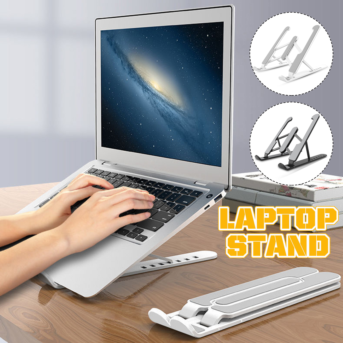 Universal Folding 6-Gear Height Adjustable Heat Dissipation ABS Macbook Desktop Stand Holder