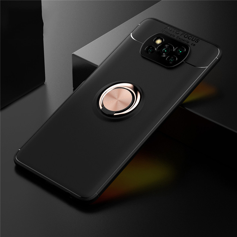 Bakeey for POCO X3 PRO /  POCO X3 NFC Case 360º Rotating Magnetic Ring Holder Soft Silicone Shockproof Protective Case Back Cover Non-original