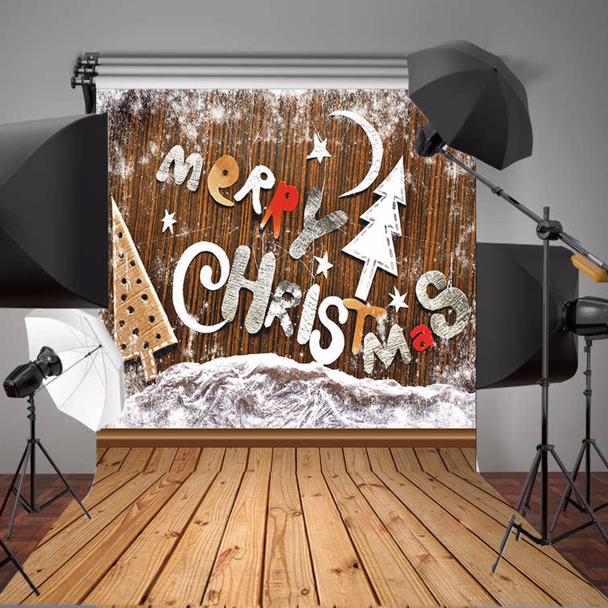

3x5ft Fabric Christmas Theme Wooden Snowflake Alphabet Photo Vinyl Background Backdrop Studio Props
