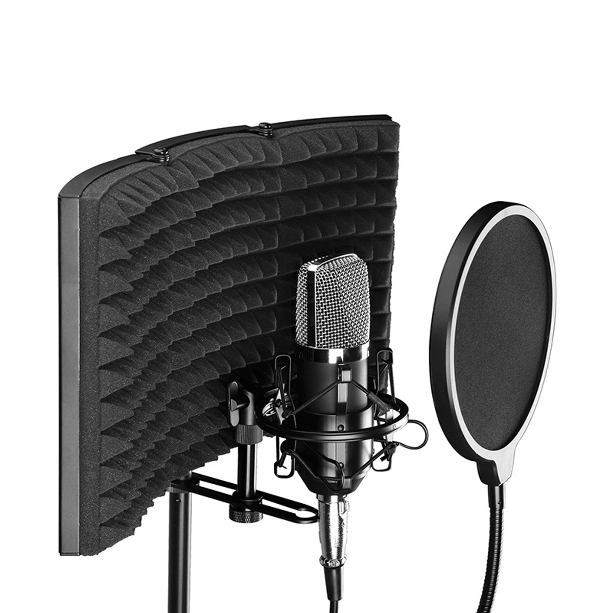 Foldable Microphone Acoustic Isolation Shield Studio Foams Panel for Recording Live Broadcast Microphone