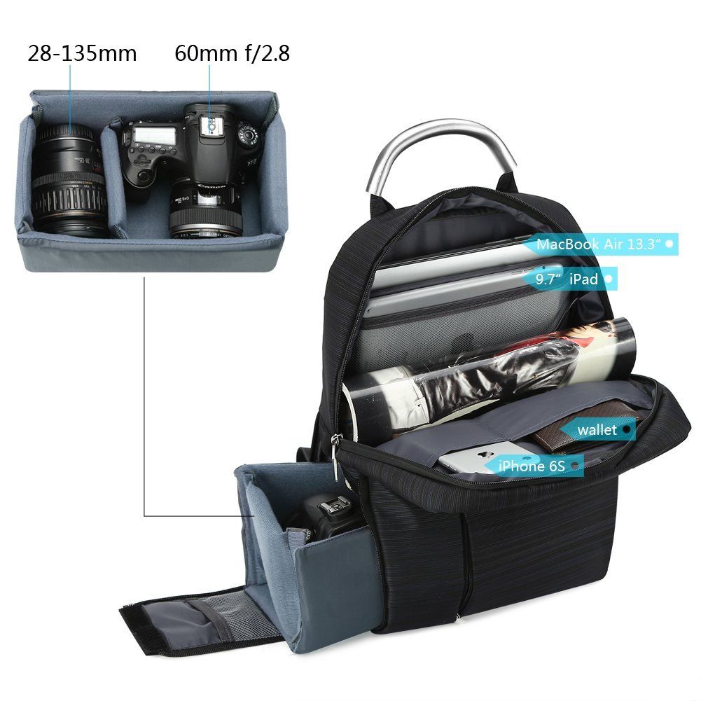 YASCIQ B-10719 USB Charging Camera Bag Backpack for DSLR Camera Lens Tripod 8