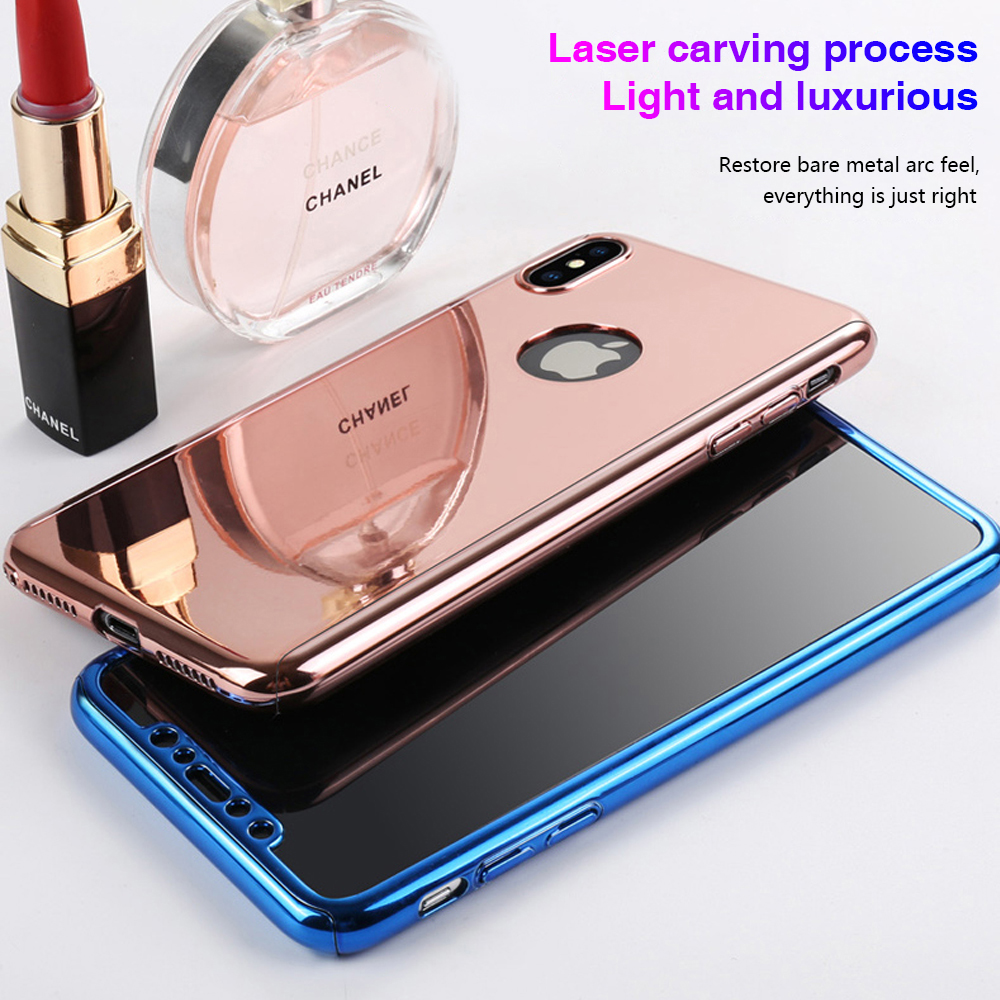 Bakeey Plating 360° Full Body Case+Tempered Glass Film For iPhone XR/XS/XS Max/X/8/8 Plus/7/7 Plus/6s/6s Plus/6/6 Plus