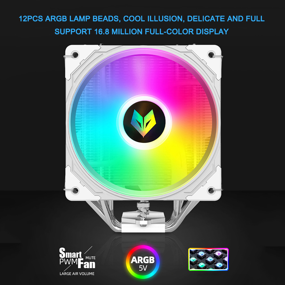 Coolmoon AS600 Air CPU Cooler ARGB Cooling Fan 6 Heat Pipes Radiator for LGA 1700 17XX AM5 AM4 1150 115X 1200 FDB Bearing