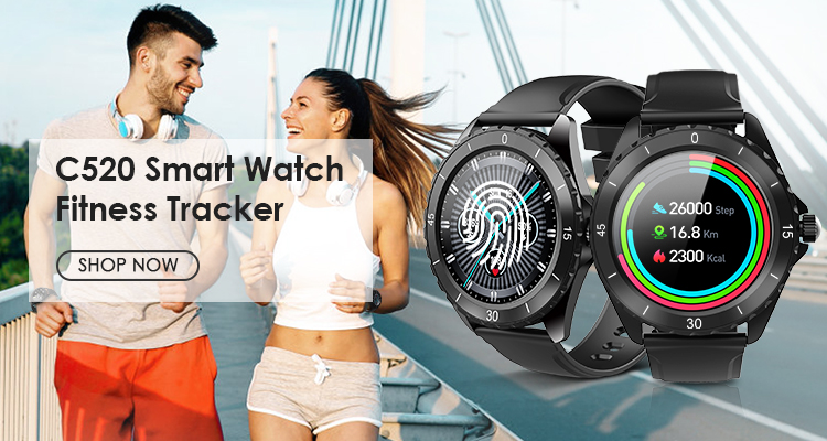 ELEGIANT C520 BT 5.0 1.3 inch Full Touch Screen Heart Rate Sleep Monitor 30 Days Standby IP68 Waterproof Smart Watch
