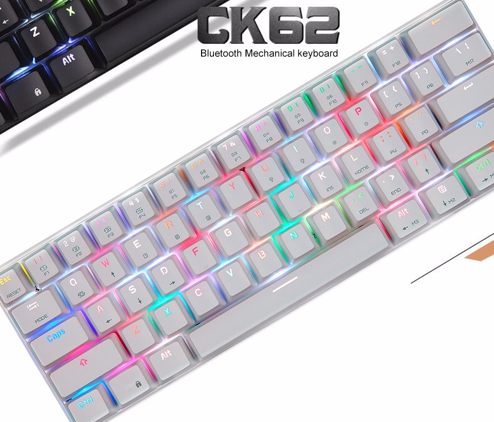 Motospeed CK62 Bluetooth Wireless USB Dual-Mode OUTEMU Mechanical Keyboard 61 Keys RGB LED Backlit 39