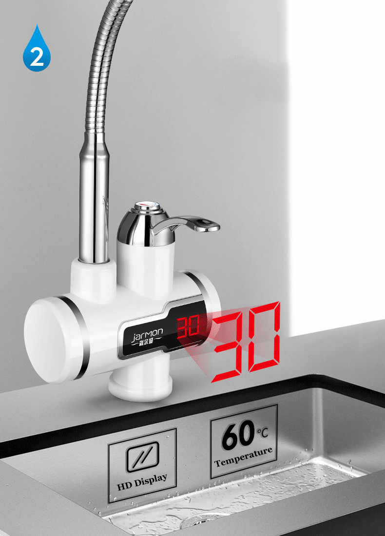220V 3000W Tankless Instant Heating Sink Tap 360° Digital Display Elec –  Reliable Store
