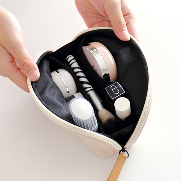 Fan Shaped Waterproof Portable Makeup Bag Nylon Mini Comestic Storage Travel Toiletry Organizer 