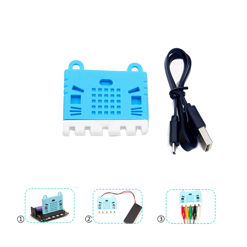 2Pcs Blue Color Cute Pattern Silicone Protective Case for Micro:bit Expansion Board DIY Part 11