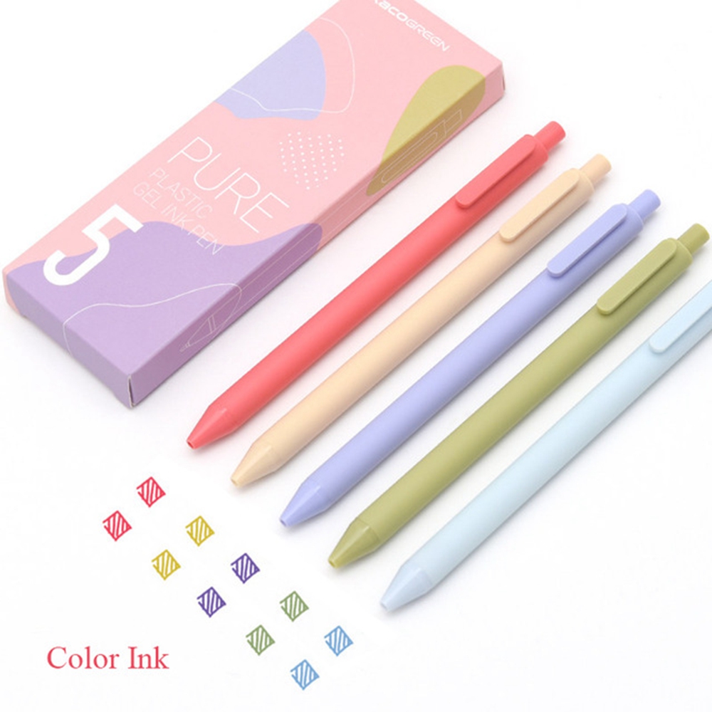 Caneta de gel puro KACO 5 unidades nova Colorful tinta 0,5 mm caneta de recarga canetas de assinatura cor doce concha pintura manual de contabilidade material escolar