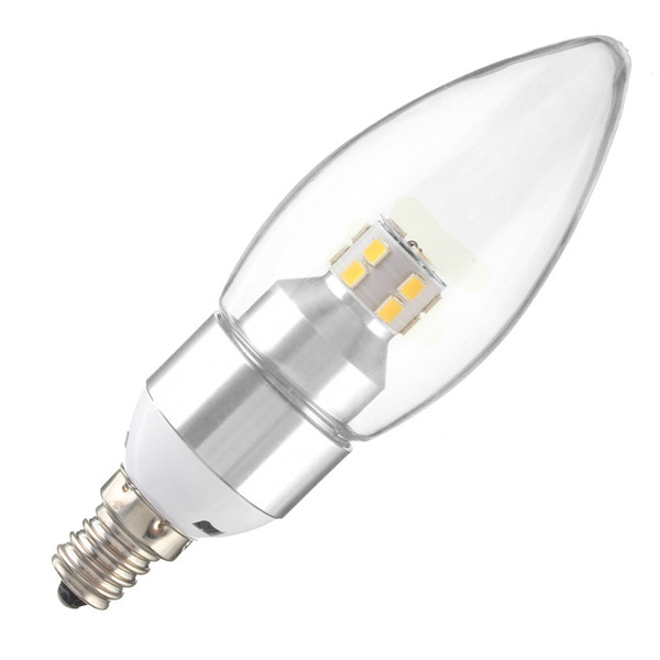 E12/E14/E27 3W Non-Dimmable LED Candle Silver Light Bulb White/Warm White 85-265V