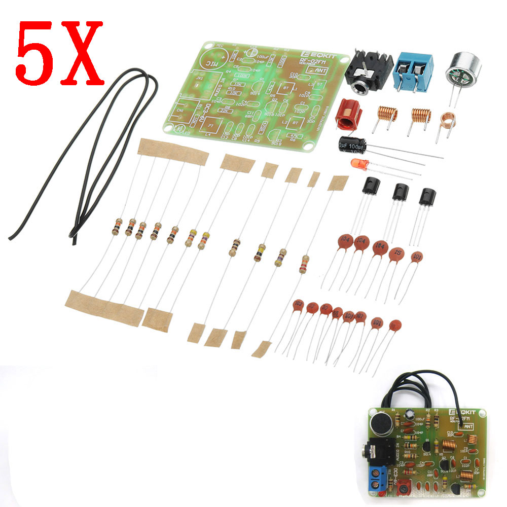 

5pcs DC 3V To 6V DIY 88-108MHz FM Frequency Modulation Wireless Microphone Module Kits Transmitter Board Parts