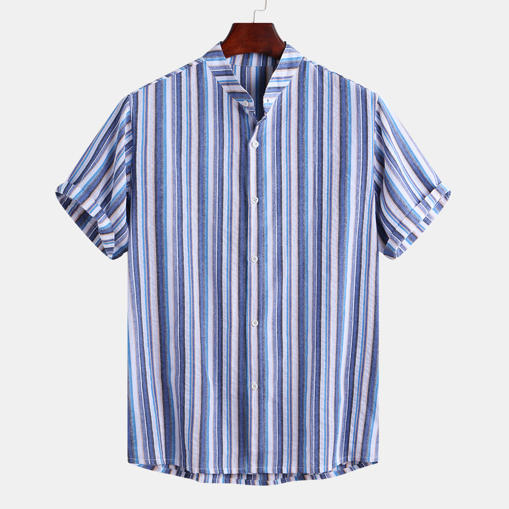 Casual Loose Short Sleeve Striped Shirts 1472866 Other Shirts Men's Cl...