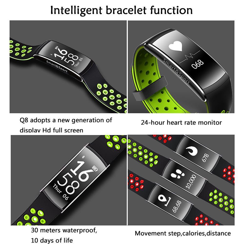 Bakeey Q8 0.96inch OLED 24 hours Real Time Heart Rate Monitor IP68 Waterproof Smart Bracelet 