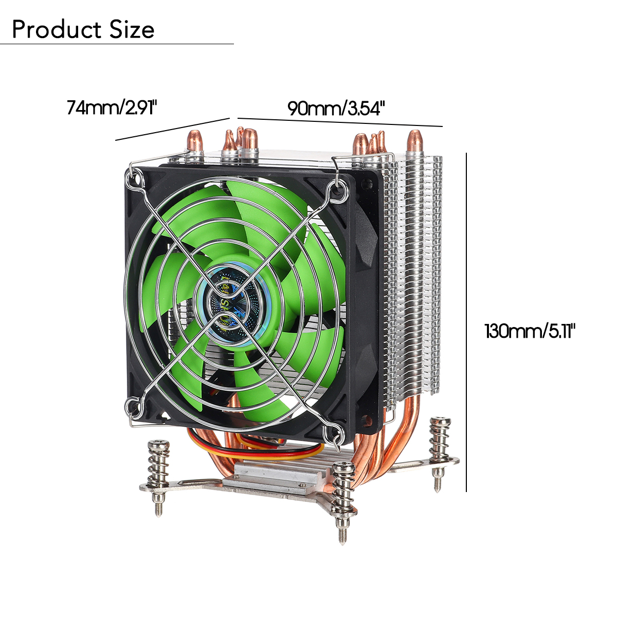 3 Pin 90cm 4 Heat Pipes Cooler Cooling Fan Heatsink for 115X 1366 Motherboard 14