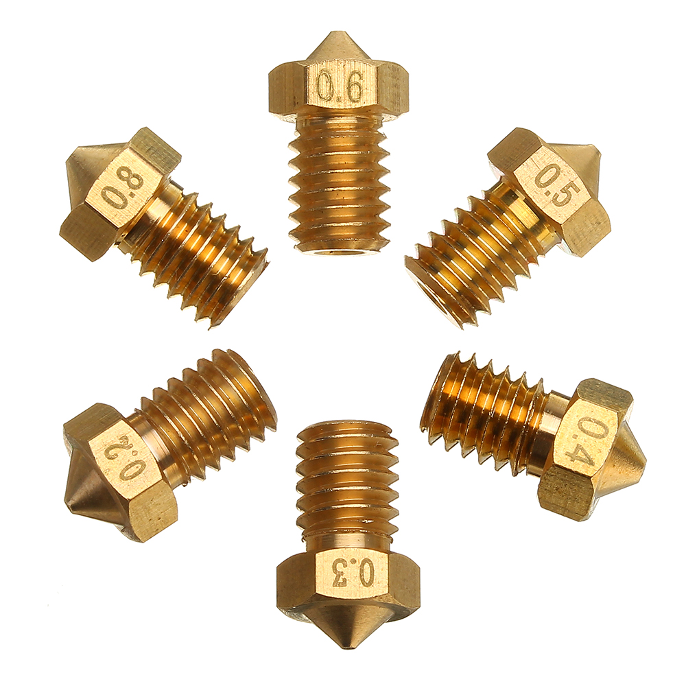 TRONXY® V6 0.2/0.3/0.4/0.5/0.6/0.8mm M6 Thread Brass Extruder Nozzle For 3D Printer Parts 21