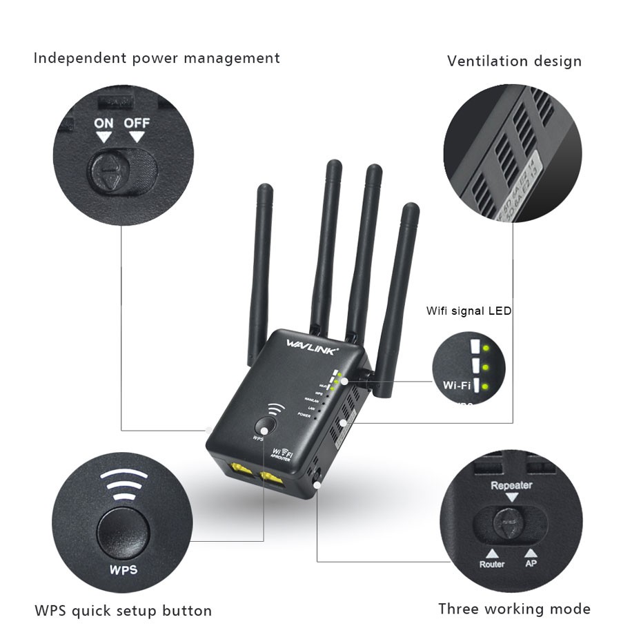 Wavlink AC1200 1200Mbps Dual Band 4x3dBi External Antennas Wireless WIFI Repeater Router 41