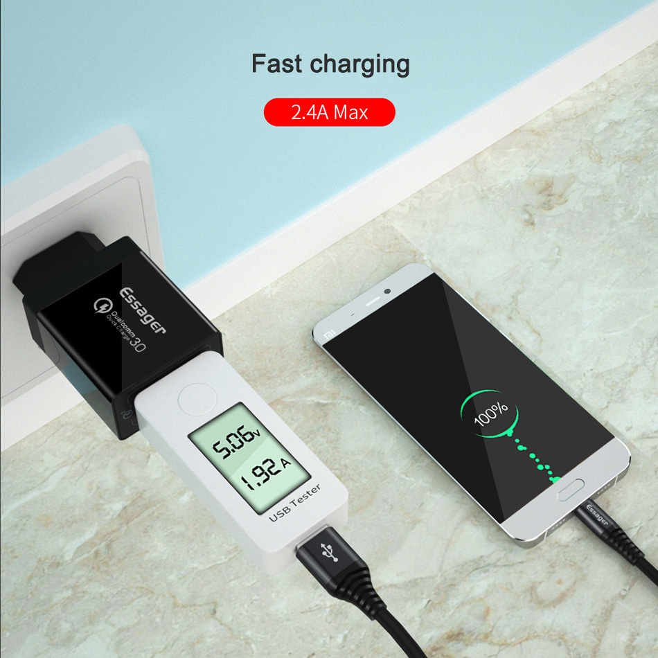 Essager 2.4A Type C Fast Charging Data 0.3M 1M Cable For Mi8 Mi9 HUAWEI P30 Mate30 S9 S10 Note