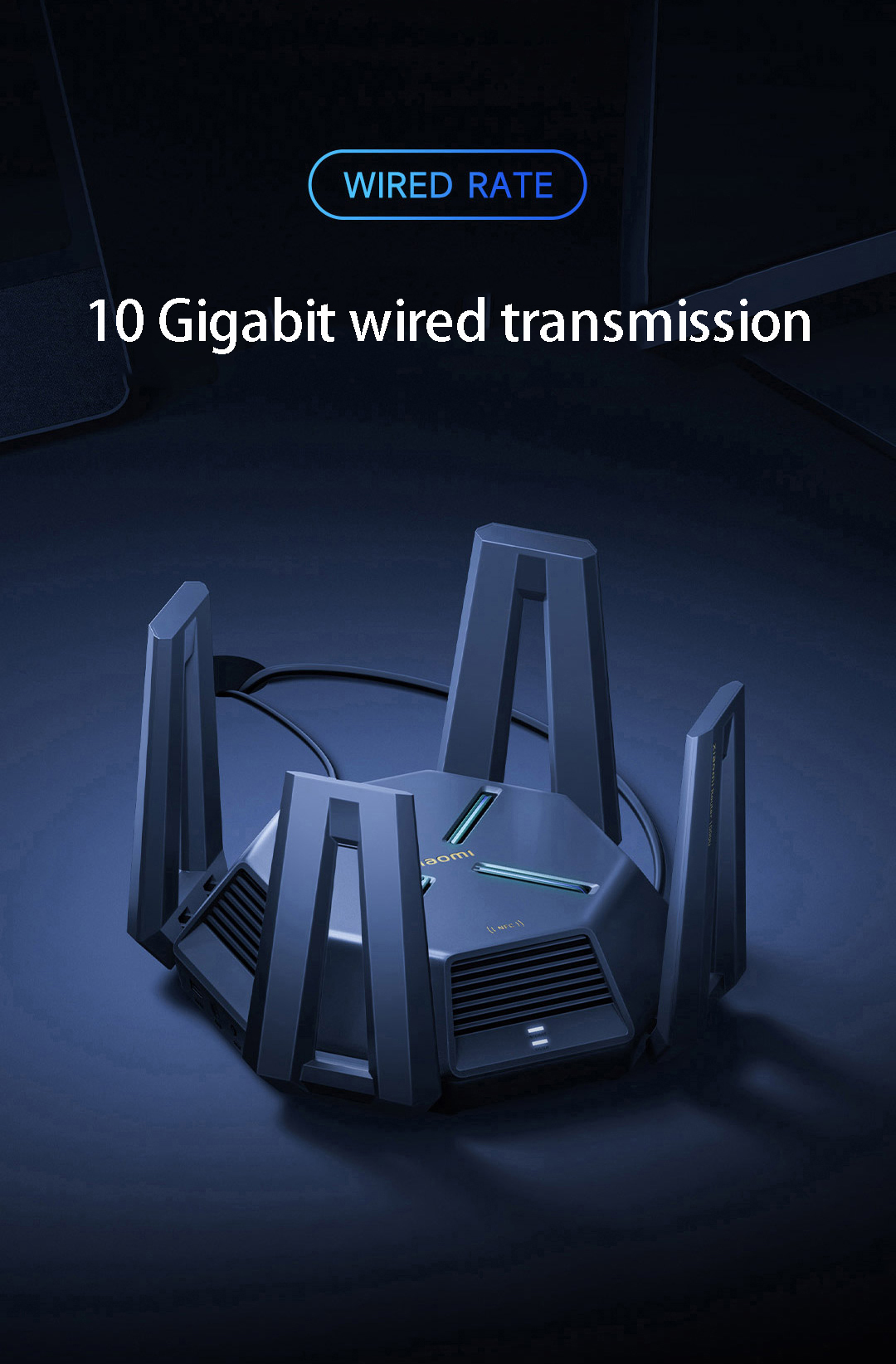 XIAOMI 10 Gigabit Wireless Router High Speed Tri Frequency 10000Mbps Wifi Network Router USB3.0 2G Memory Mesh Networking Game Accelerator Smart Home
