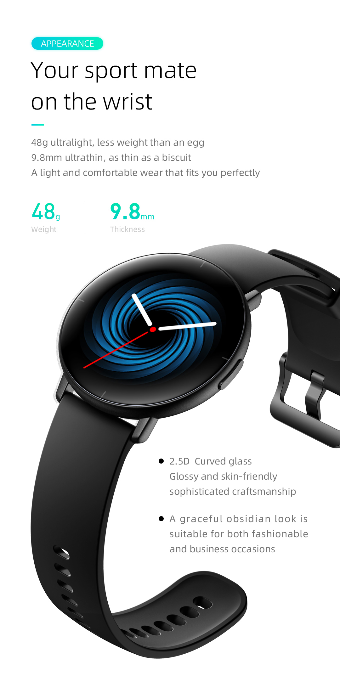 Mibro Lite Global Version Ultra-thin 1.3 inch AMOLED Touch Screen Heart Rate Blood Oxygen Monitor 230mAh 10 Day Battery Life IP68 Waterproof Smart Watch