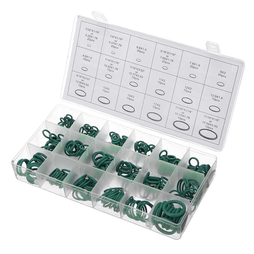 270pcs 18 Sizes O Ring Hydraulic Nitrile Seals Green Rubber O Ring Assortment Kit 11