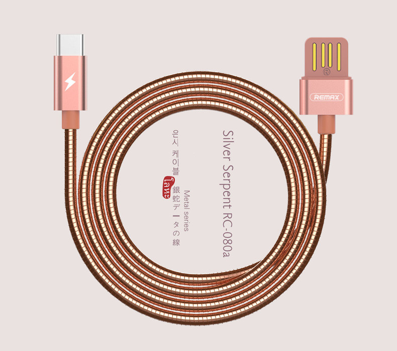 Remax RC-080a 2.1A Metal USB Type-C Fast Charging Data Cable For Samsung S8 Xiaomi 6 HUAWEI M9 