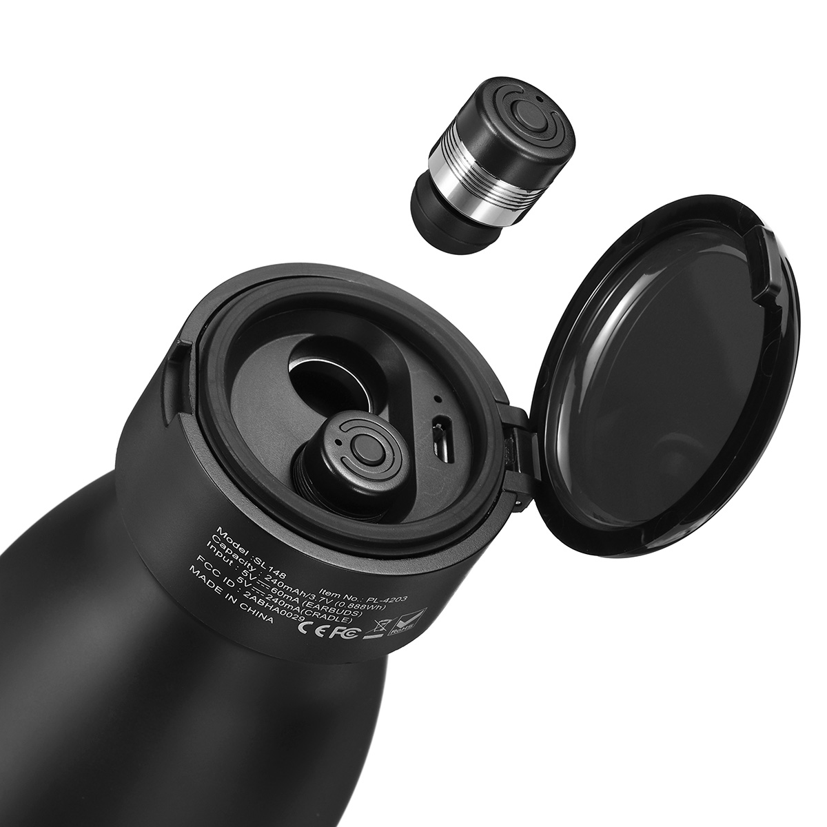2 em 1 Bluetooth 5.0 580 ml garrafa de água TWS fone de ouvido à prova d 'água verdadeiro fone de ouvido estéreo sem fio com microfone