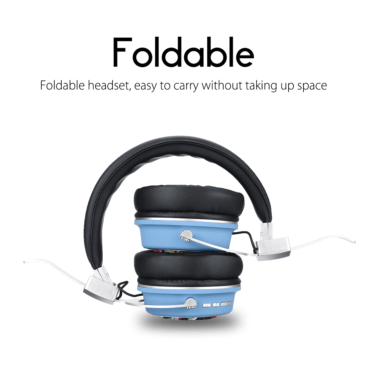MH5 Wireless bluetooth 5.0 Headphone Foldable Pattern 3D Stereo TF Card AUX Headphone with Mic