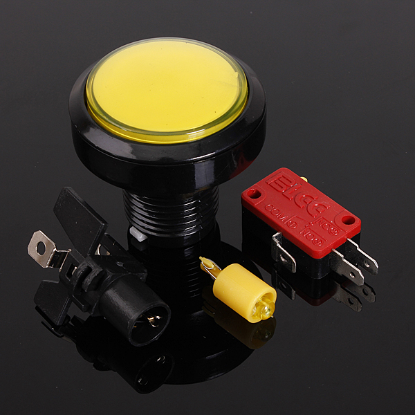 5Pcs Yellow 45mm Arcade Video Game Big Round Push Button LED Lighted Illuminated Lamp 17