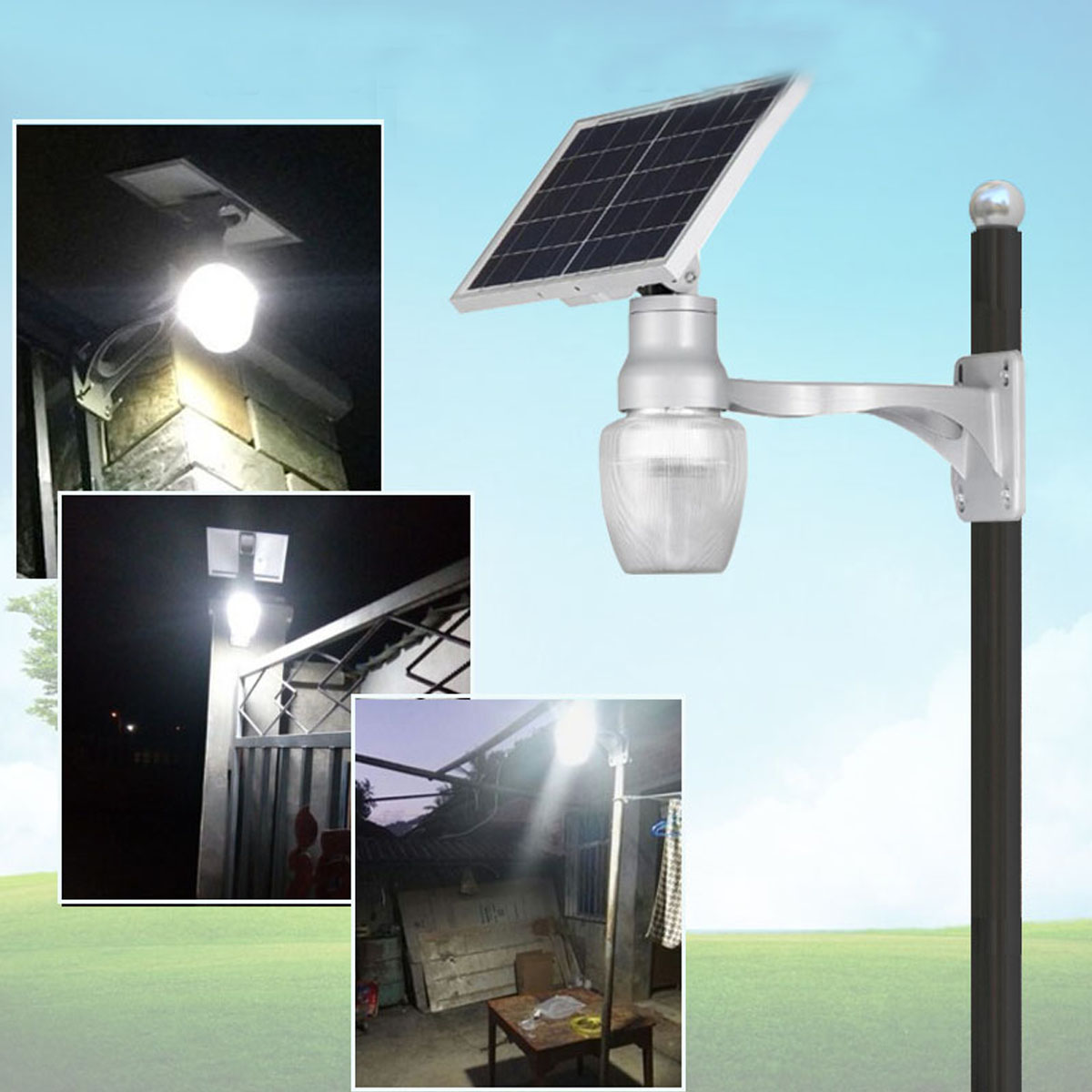 6W Solar Power LED Light Sensor LED Security Spotlight Wall Outdoor Garden Light Waterproof