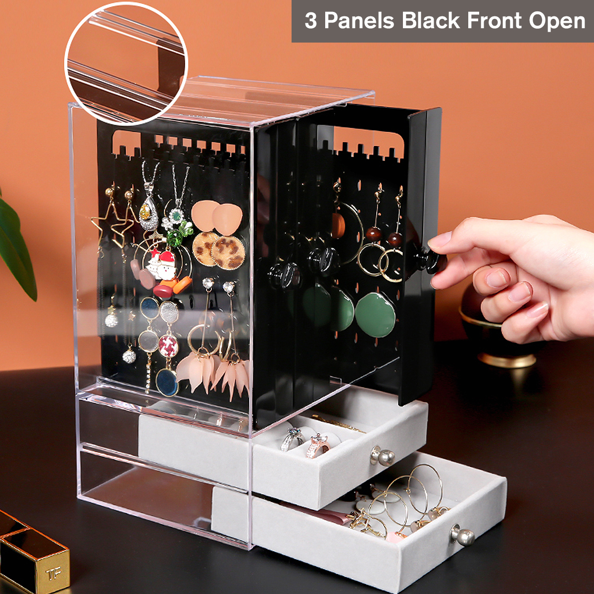 Bakeey Earrings Storage Box Jewelry Display Box Transparent Plastic Jewelry Box Earring Display Stand