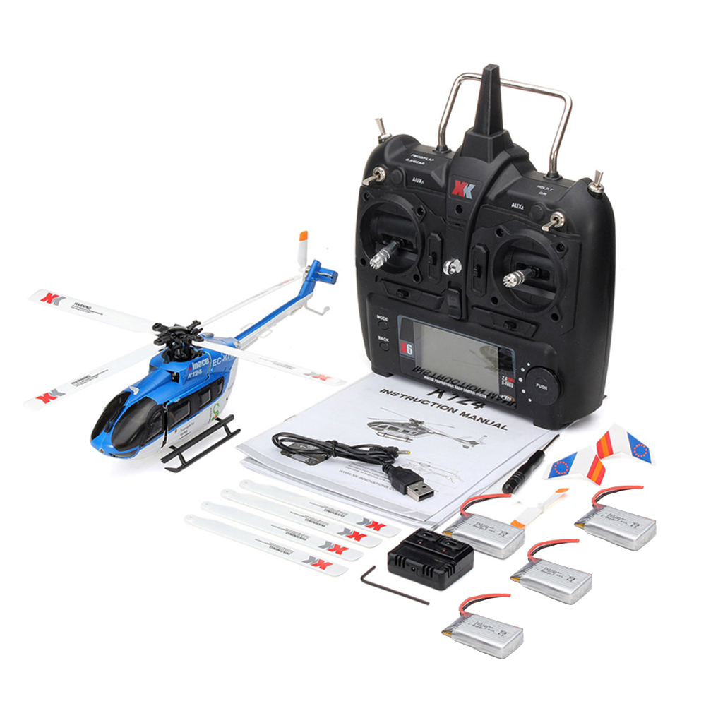 XK K124 2.4G 6CH Brushless EC145 3D6G System RC Helicopter 4PCS 3.7V 700mAh Lipo Battery Version Compatible With FUTAB-A S-FHSS - Photo: 9