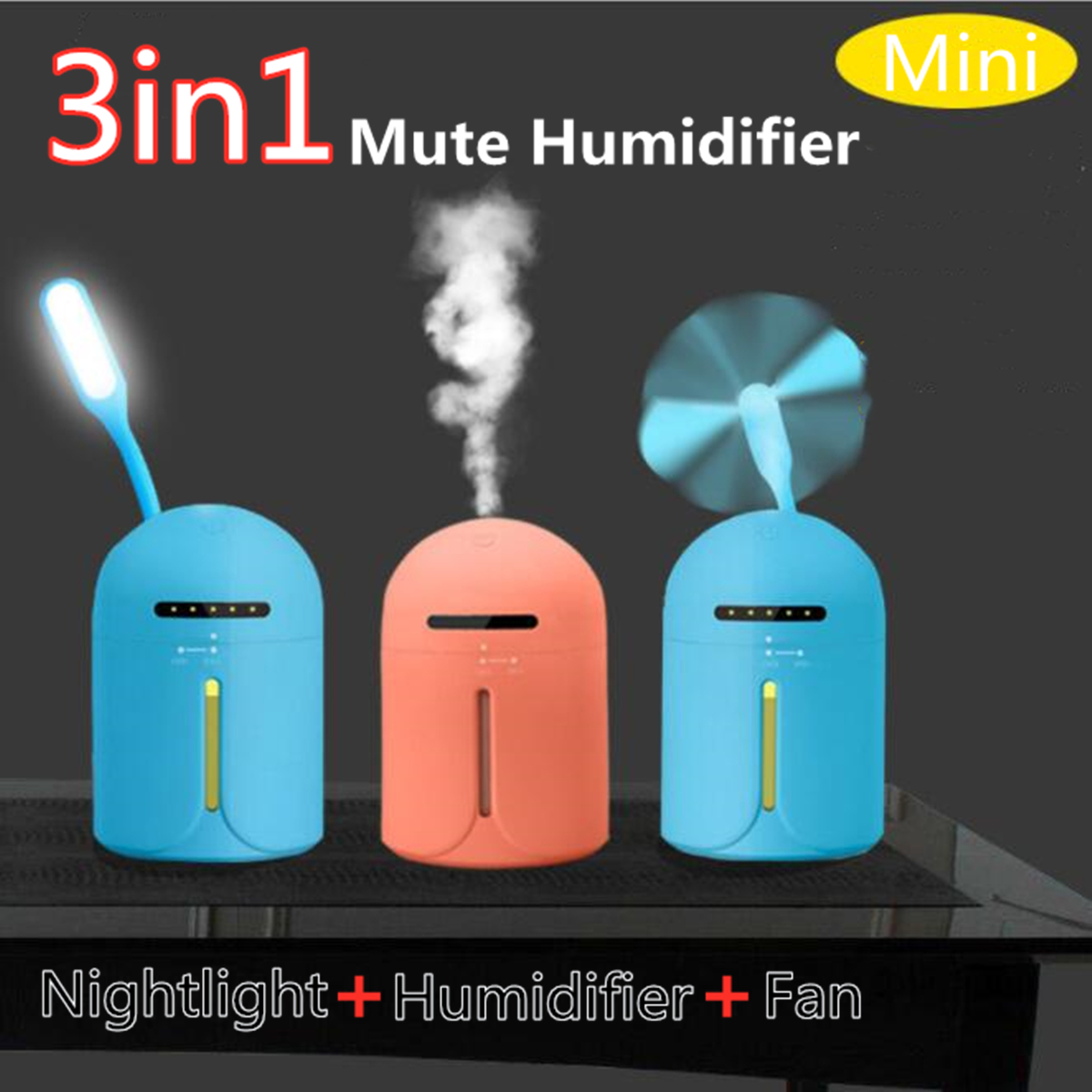 3 In 1 Nightlight USB Humidifier Mist Sprayer