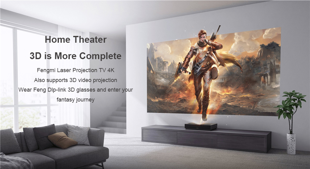 [Global Version] Fengmi Formovie 4K Cinema Ultra Short Throw Projector Laser TV 4K UHD 2100ANSI Android TV 9.0 Iaser Projector Google Play Assistant YouTube ALPD3.0 150 inch HDR10 4K Bluetooth4.0 With EU Plug