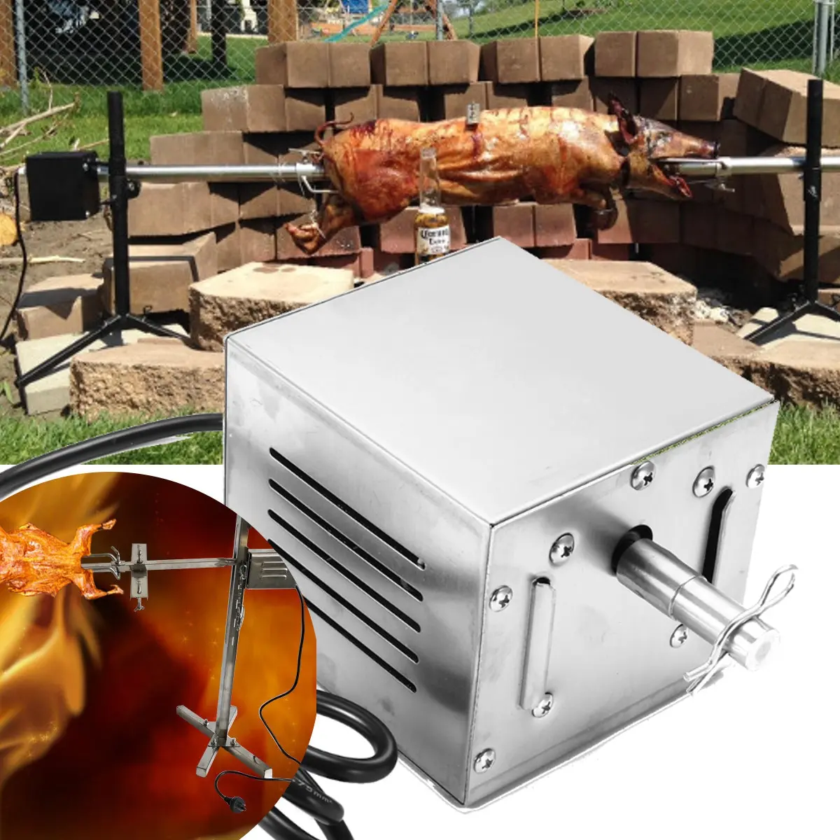 Saldi Motore elettrico girarrosto per barbecue in acciaio inossidabile da  120KG, adatto per pollo e maiale. Alimentazione 110V/220V. - Banggood  Italia Mobile-arrival notice