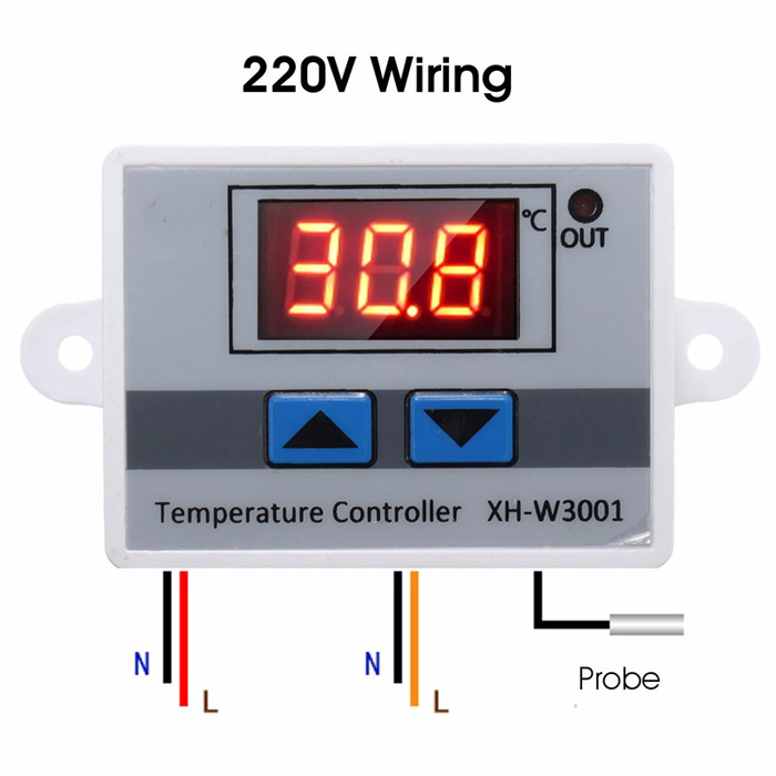 XH-W3001 220V 10A Dijital LED Sıcaklık Kontrol Cihazı Termostat Kontrol Anahtarı Probe