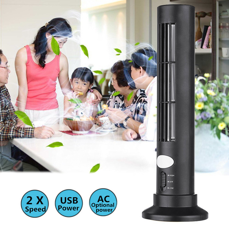 Portable Mini USB Leafless Tower Fan Ultra-quiet Desk Cooling Fan Purifier For Home Computer Office 14