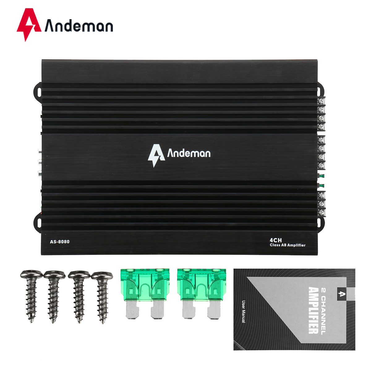 Andeman AS-8080 145W Car Amplifier 2-8 Ohms Class AB 4 Channel Mini HIFI Digital bluetooth Audio