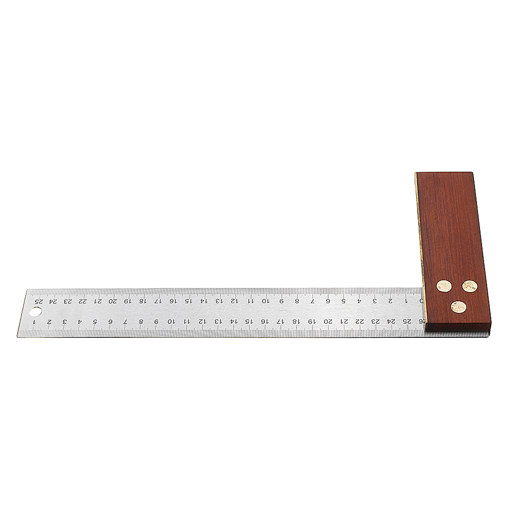 Drillpro 90 Degree Angle Ruler 300mm Stainless Steel Metric Marking Gauge Woodworking Square Wooden Base 14