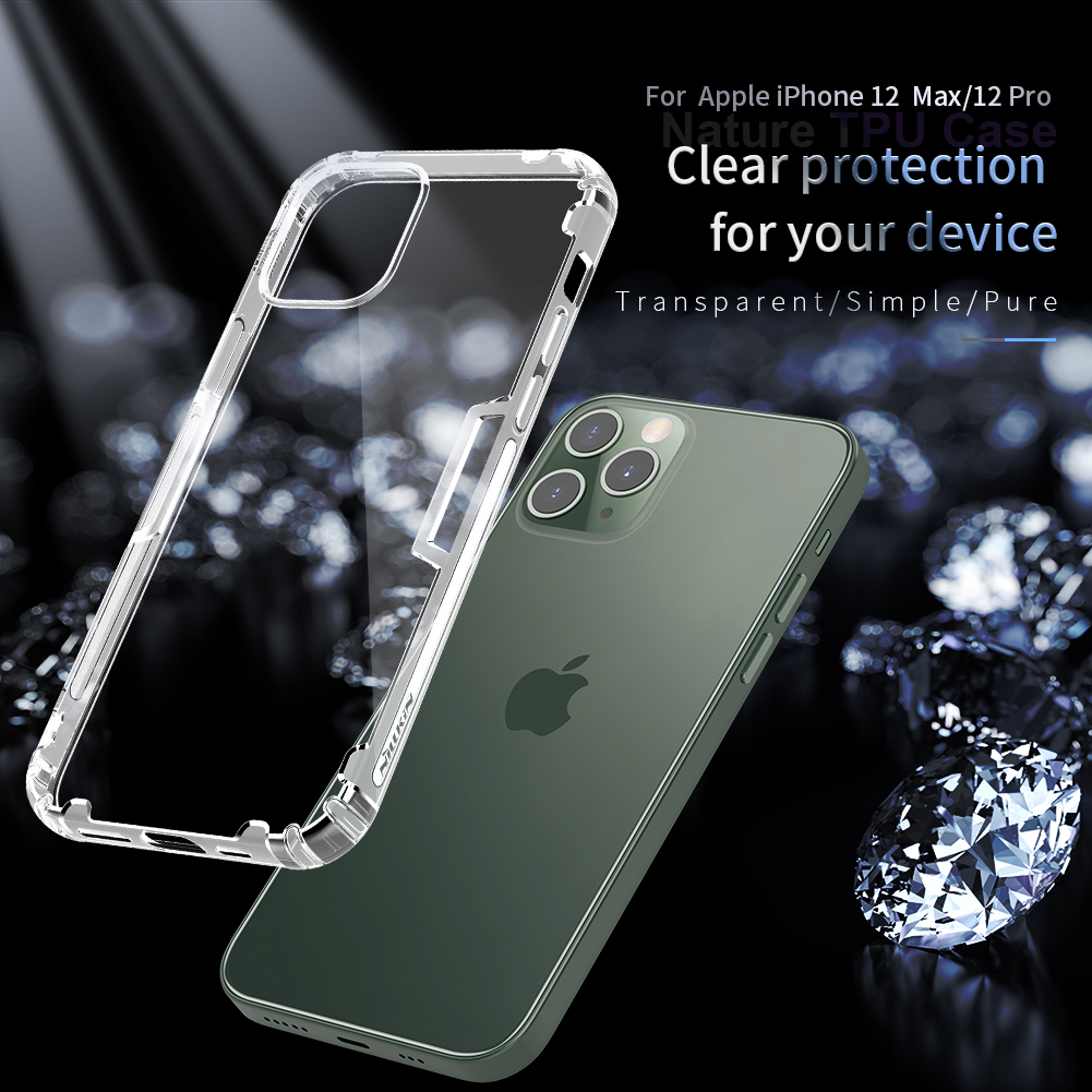 NILLKIN Bumpers Natural Clear Transparent Anti-Fingerprint Shockproof Soft TPU Protective Case Back Cover for iPhone 12 / 12 Pro 6.1 inch