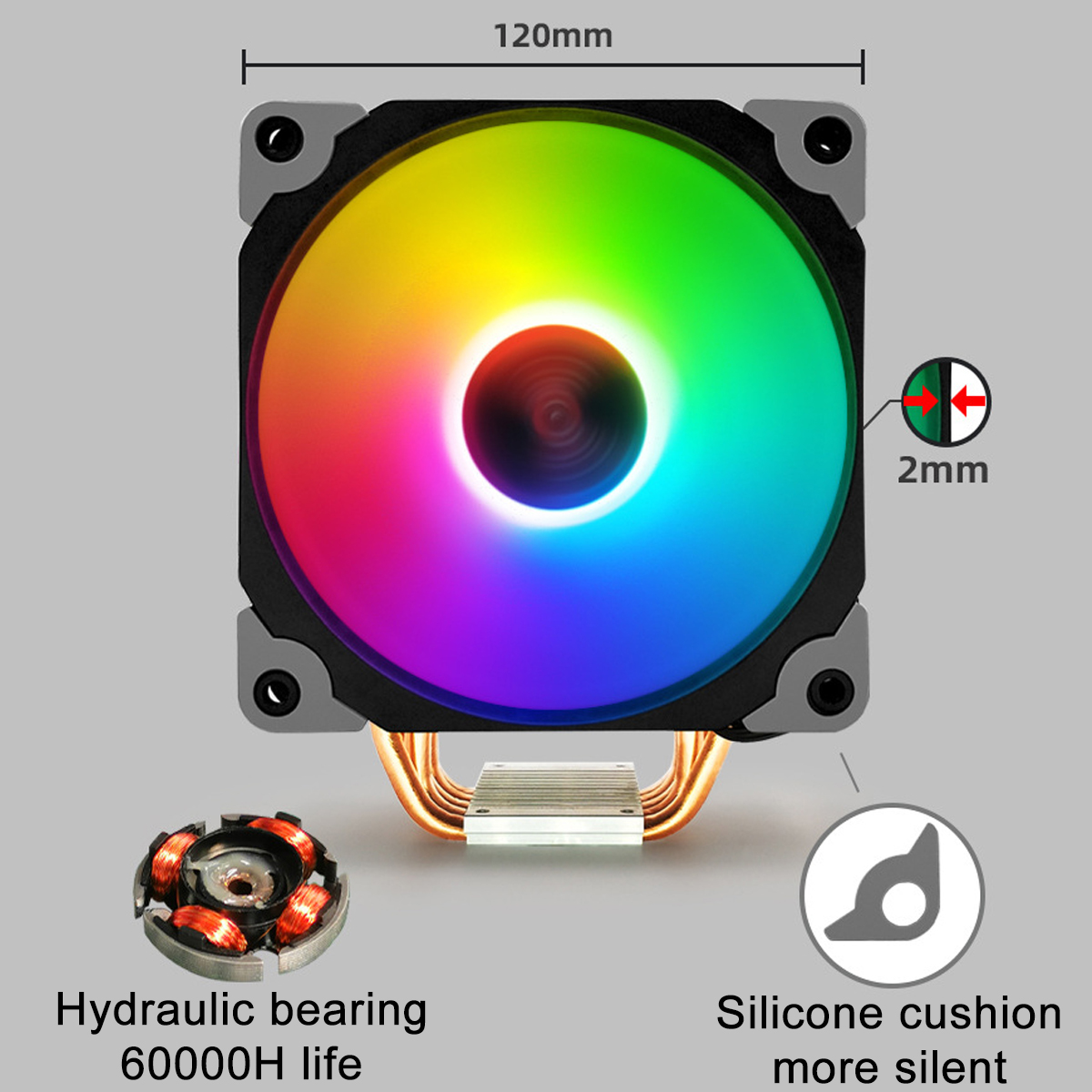 RGB 5 Copper Tube 4 Pin Single/Dual Fan CPU Cooler For Intel/AMD