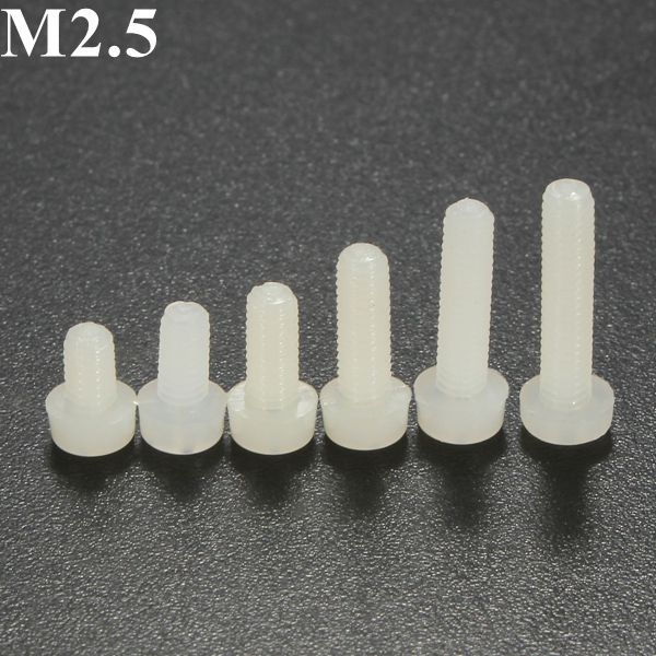 

20pcs M2.5 White Round Pillips Pan Head Plastic Nylon Screw Bolt 4/5/6/8/10/12mm Length