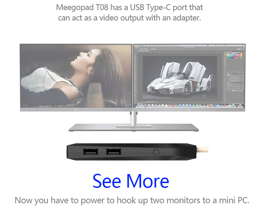 Meegopad T08 2G/32G Mini PC TV Stick 32bit Windows 12