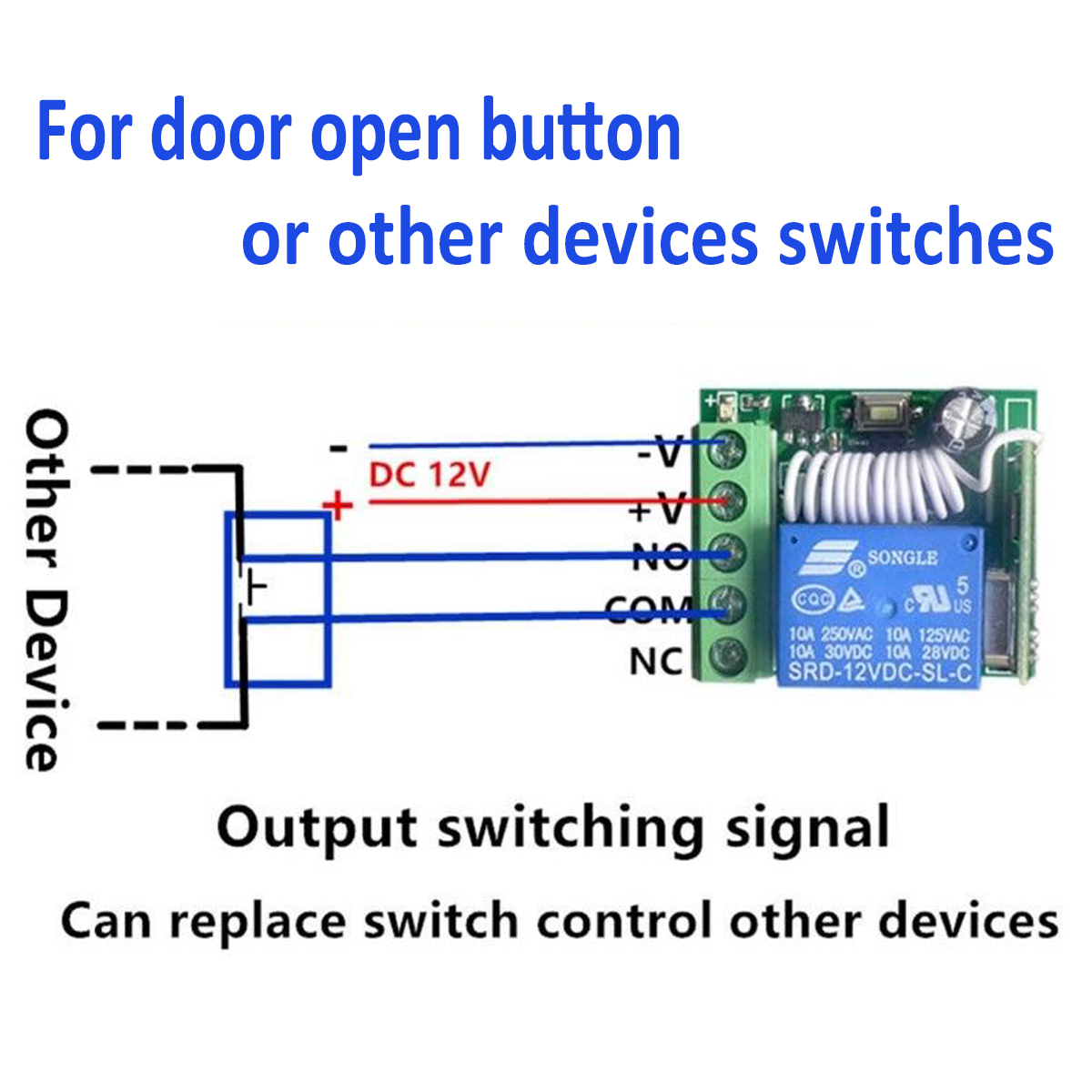 433Mhz DC12V 1CH Wireless Remote Control Switch Relay Receiver Module + 2 RF Transmitter