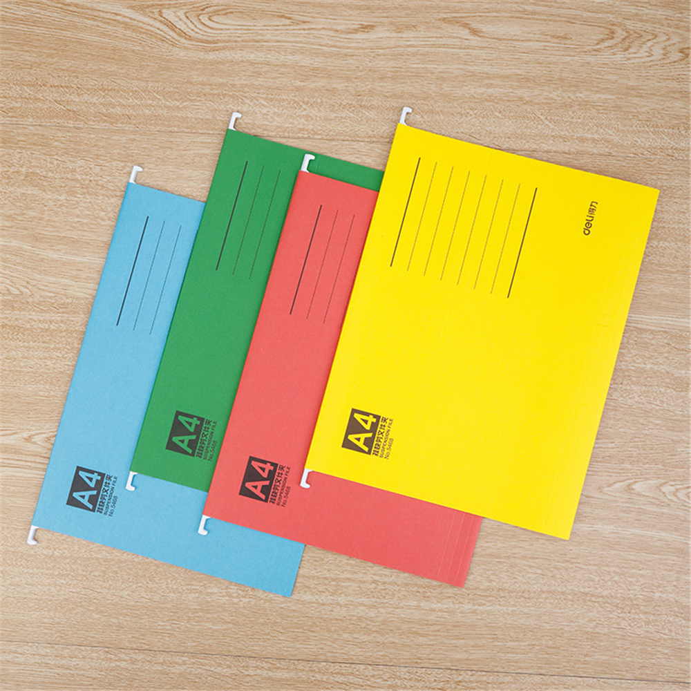 Deli 5468 A4 Suspension File Folder Quick Labor Classisfication Clip Paper Organizing Four Colors File Storage For Office School Stationery